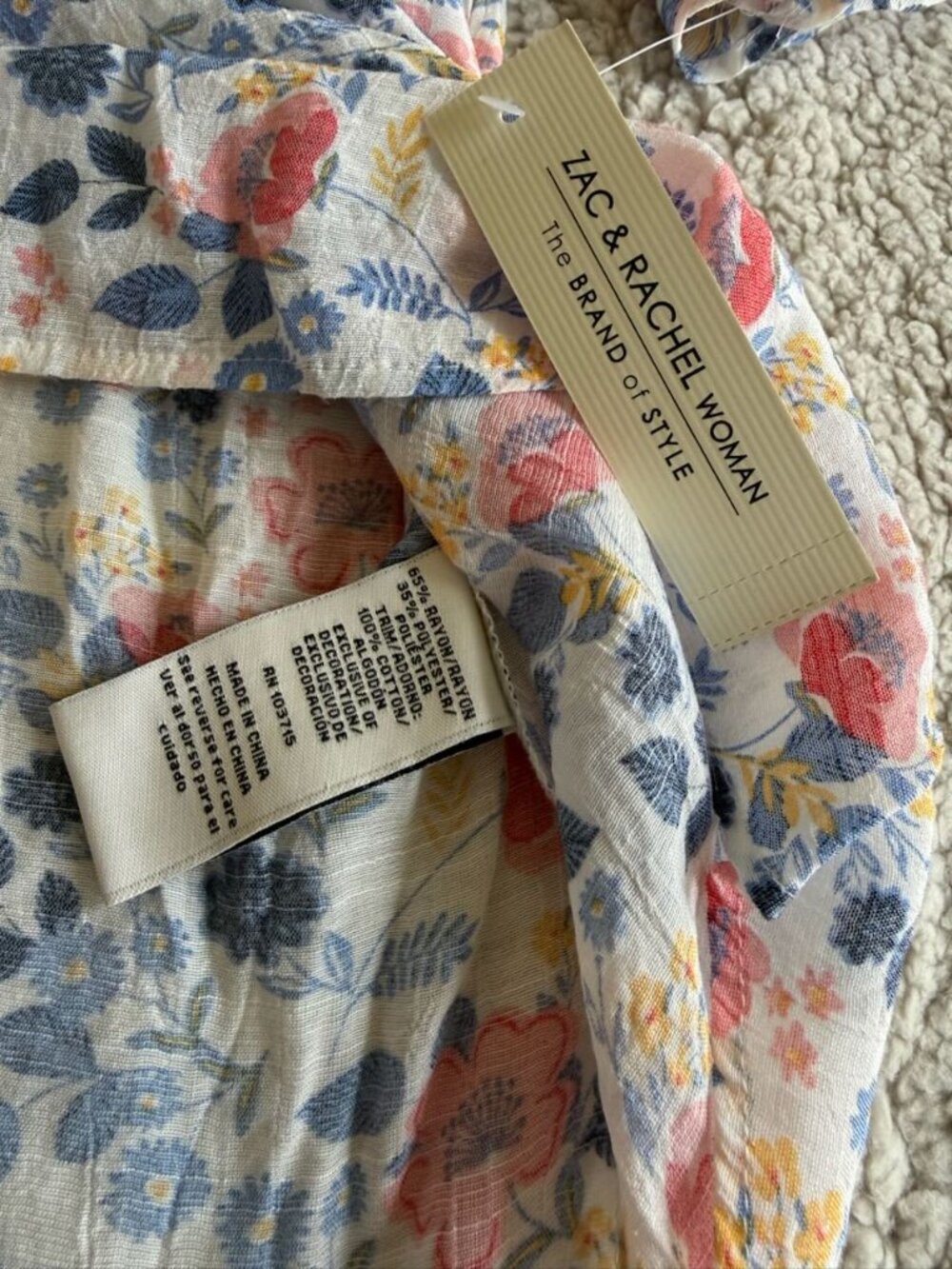 Zac & Rachel NWT Lightweight Breezy Floral on White Blouse - Size 3X - Picture 5 of 10